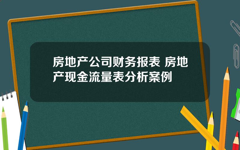 房地产公司财务报表 房地产现金流量表分析案例